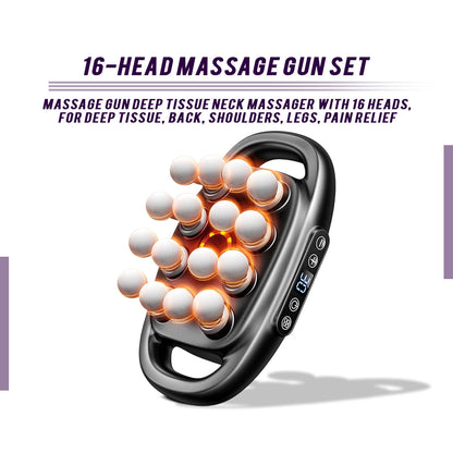16-Head Muscle Massage Gun Deep Tissue Percussion Massager for Muscle Relaxation & Recovery