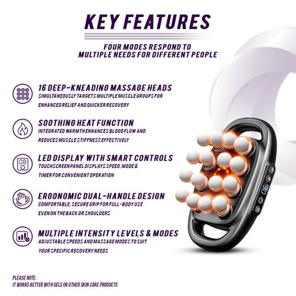 16-Head Muscle Massage Gun Deep Tissue Percussion Massager for Muscle Relaxation & Recovery