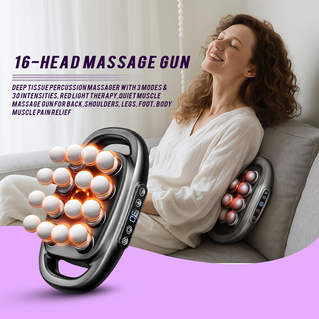 16-Head Muscle Massage Gun Deep Tissue Percussion Massager for Muscle Relaxation & Recovery
