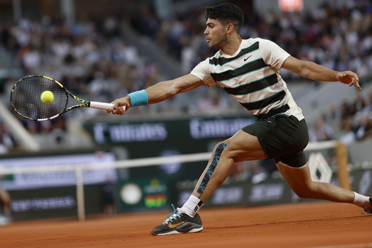 Tennis player with small Magnetictape® piece on knee